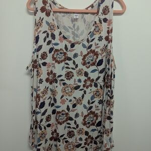 Old Navy Cream Relaxed Tank Top with Floral Design